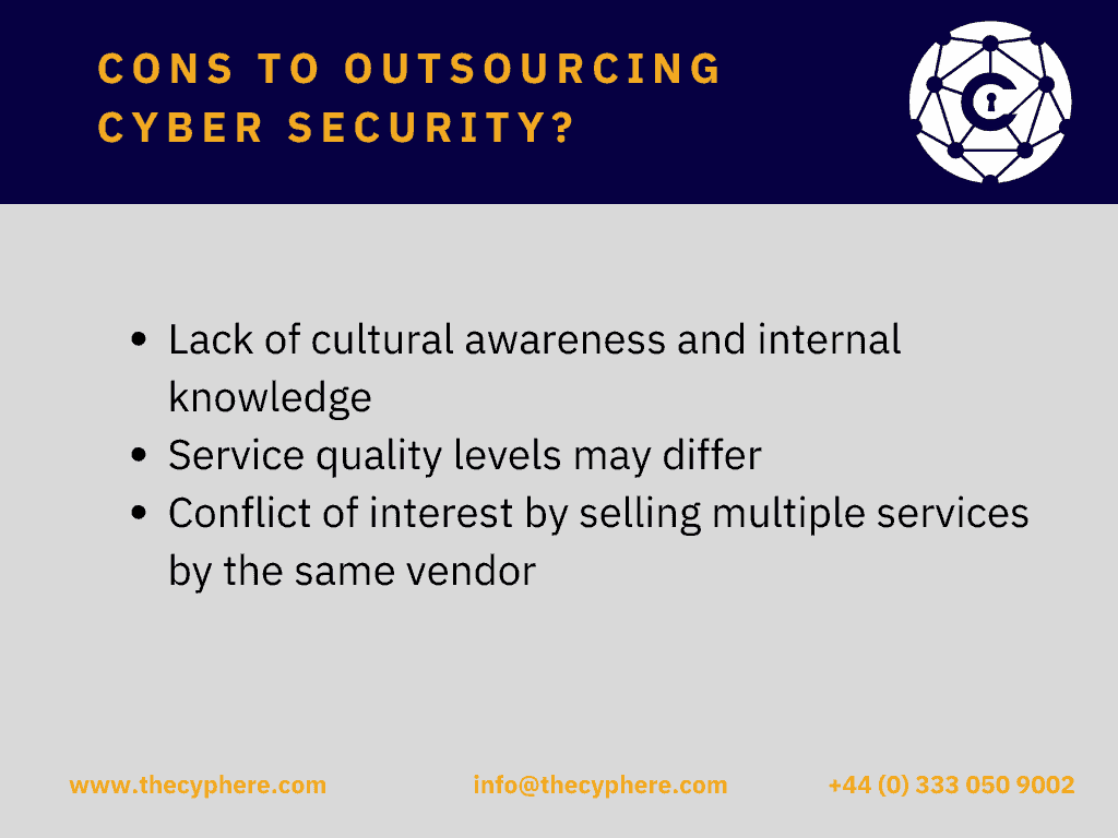 Cons of outsourcing cyber securities