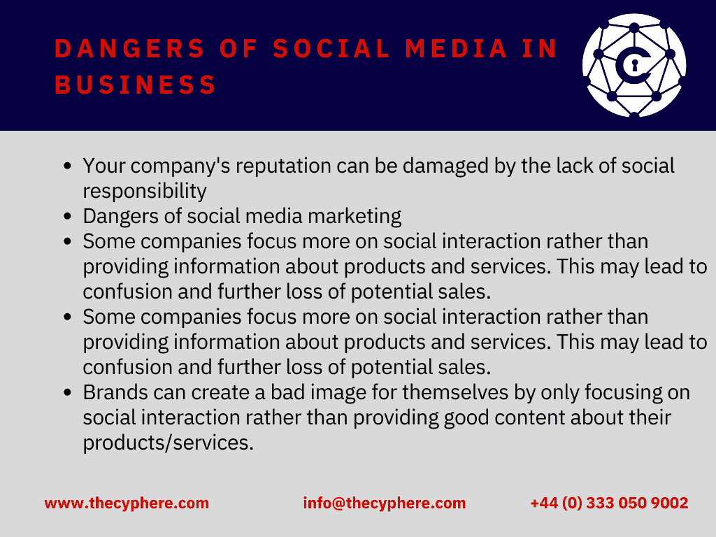 Dangers of social media platforms in business and organisations