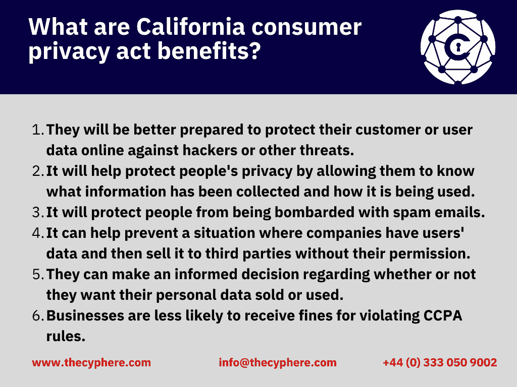 What are California consumer privacy act benefits
