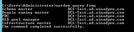 What are Active Directory FSMO roles and How do they Work 6 command prompt, type netdom query fsmo and hit enter