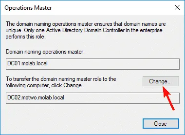 What are Active Directory FSMO roles and How do they Work 15 step 4 of Transferring the Domain Naming Master Role