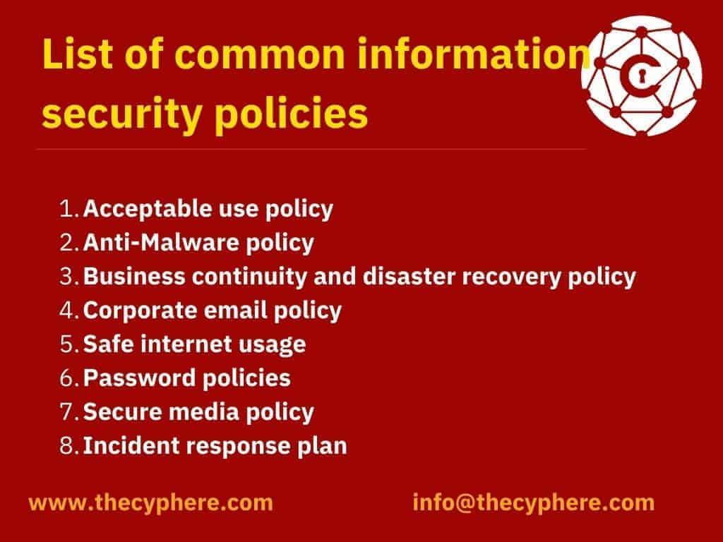 List of common information security policies 1