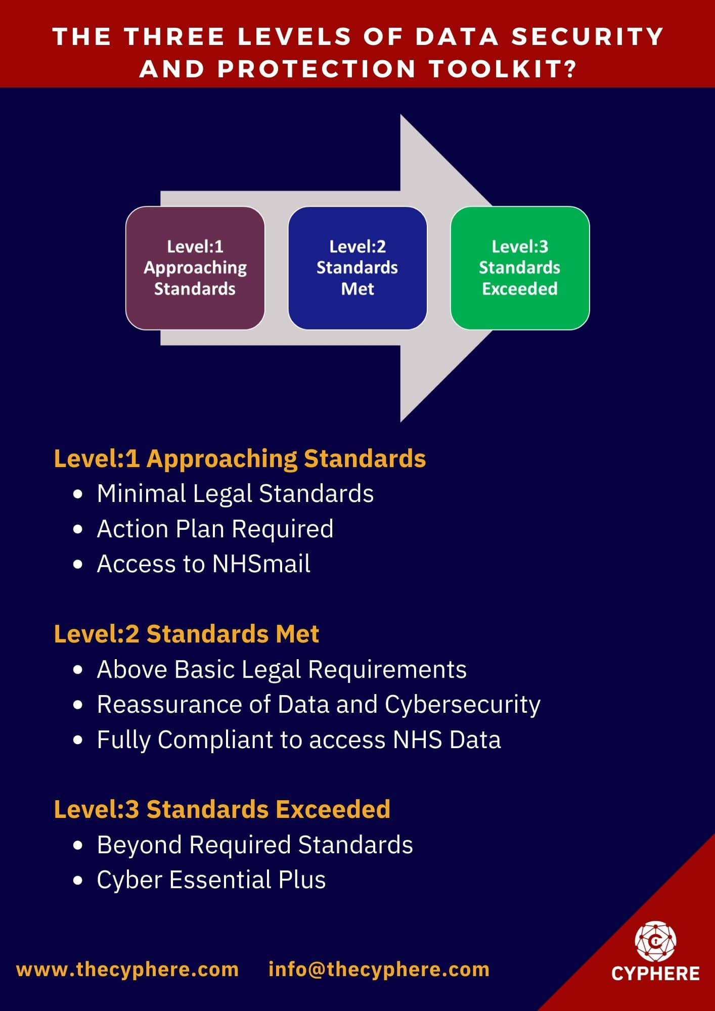 three levels of Data Security and Protection toolkit
