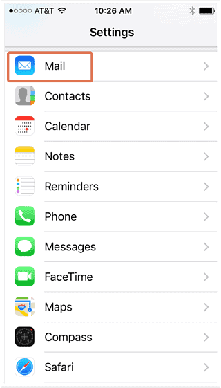 iPhone settings screenshot