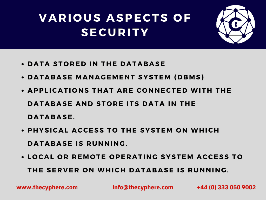 various aspects of database security