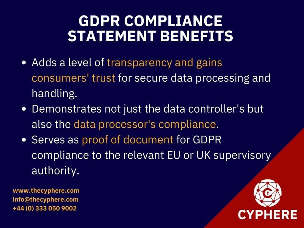 benefits of having a GDPR compliance statement