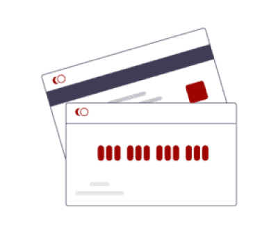 Two credit cards on a white background illustrating financial services.
