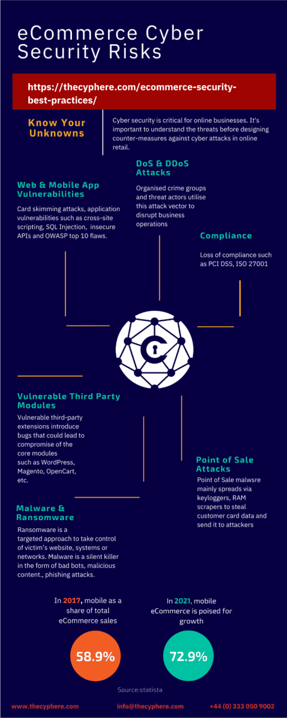 E-commerce cybersecurity infographic for retail and eCommerce.