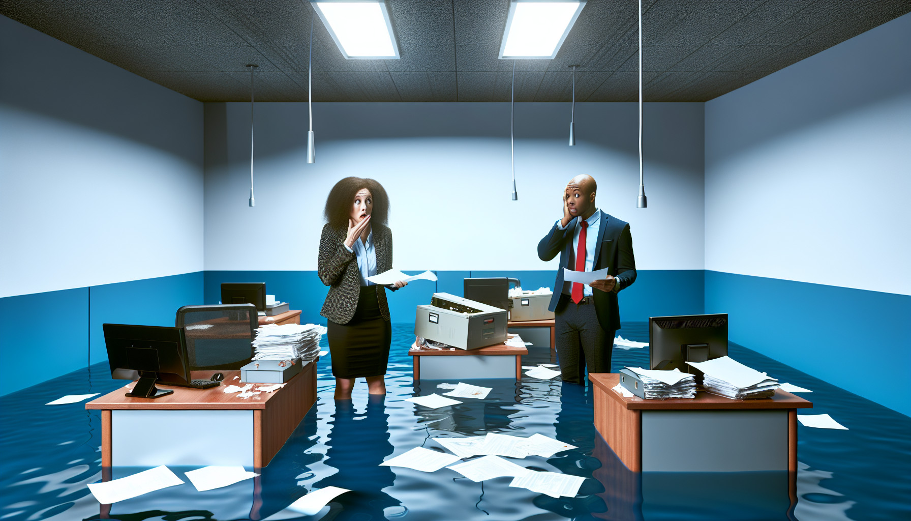 Flooded office building